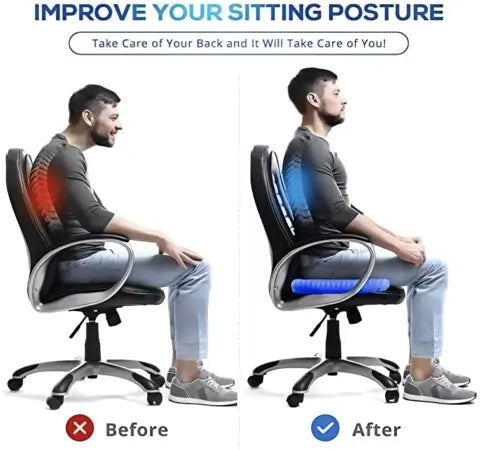 Before and after  sitting on an ergonomic chair with back support.